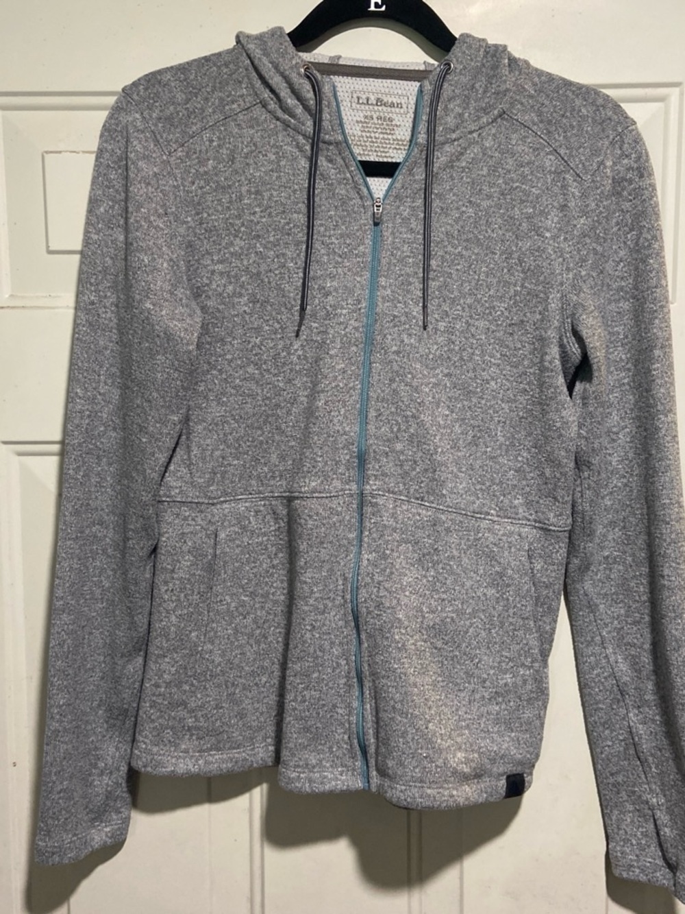 L.L. Bean Heather Gray Hoodie with Teal Accents